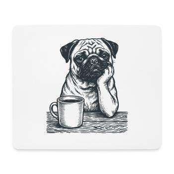 Real Pug Coffee Morning Grouch Look - Mouse Pad (horizontal) - white - Front