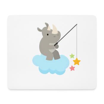 Rhino Fishing Stars on Cloud Kids Design - Mouse Pad (horizontal) - white - Front