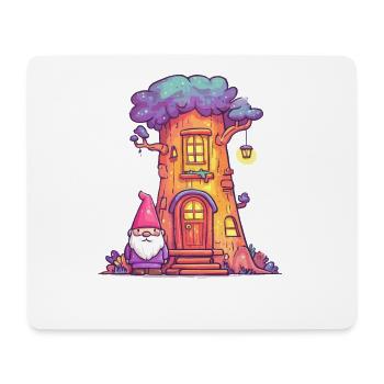 Lustiges Baumhausgnom mit Laterne - Mousepad (Querformat) - Weiß - Vorne
