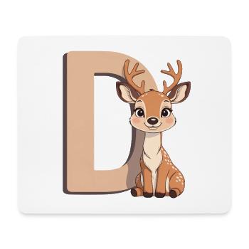 Deer D Cartoon Cuddly Letter D - Mouse Pad (horizontal) - white - Front