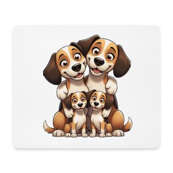 Beagle Family Cartoon - Mouse Pad (horizontal) - white - Front