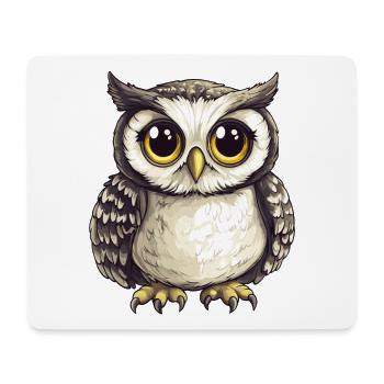Nachtwald Eulenillustration mit großen Augen - Mousepad (Querformat) - Weiß - Vorne