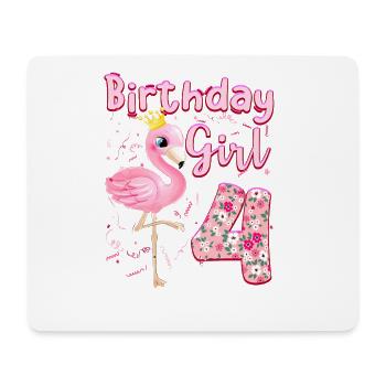 Filles de 4e anniversaire Flamingo Flamant Rose 4 ans - Tapis de souris (format paysage) - blanc - Devant