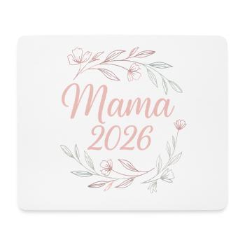 Mama 2026 Blume - Mousepad (Querformat) - Weiß - Vorne