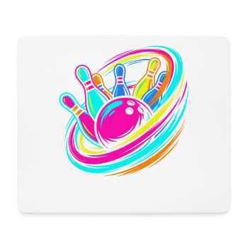 Bowlingkugel und Pins Strike - Mousepad (Querformat) - Weiß - Vorne