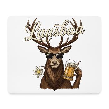 Lausbua Hirsch – Cool traditional costume motif with beer - Mouse Pad (horizontal) - white - Front