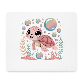 Cute Baby Sea Turtle Underwater With - Mouse Pad (horizontal) - white - Front