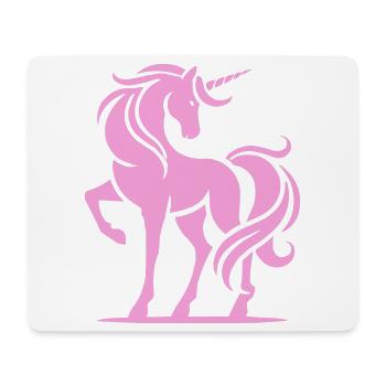 Rosa Einhorn-Silhouette - Mousepad (Querformat) - Weiß - Vorne