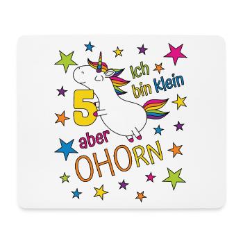 5 ans Fille Licorne Je suis petite Mais - Tapis de souris (format paysage) - blanc - Devant