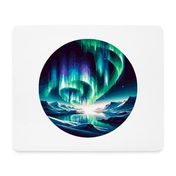 Polarlicht über Berglandschaft - Mousepad (Querformat) - Weiß - Vorne