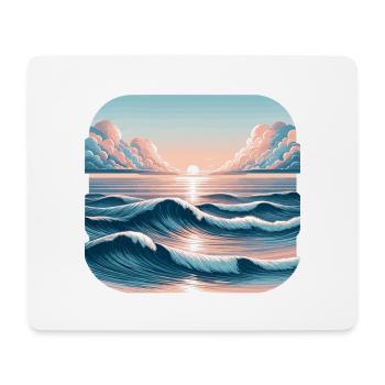 Sonnenuntergangswellen am Ozean - Mousepad (Querformat) - Weiß - Vorne