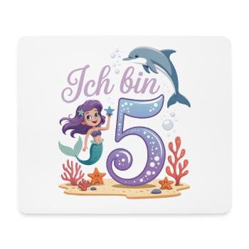 I'm 5 Mermaids Girl 5th Birthday - Mouse Pad (horizontal) - white - Front
