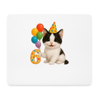 Katze 6. Geburtstag Kinder T-Shirt Sechs Jahre - Mousepad (Querformat) - Weiß - Vorne