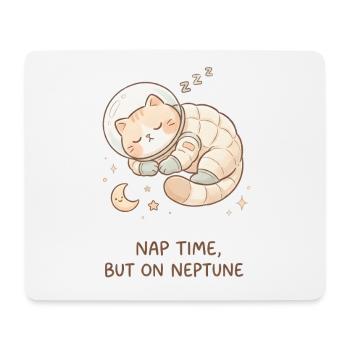 Nickerchen Neptun | Süße Space Katze - Mousepad (Querformat) - Weiß - Vorne