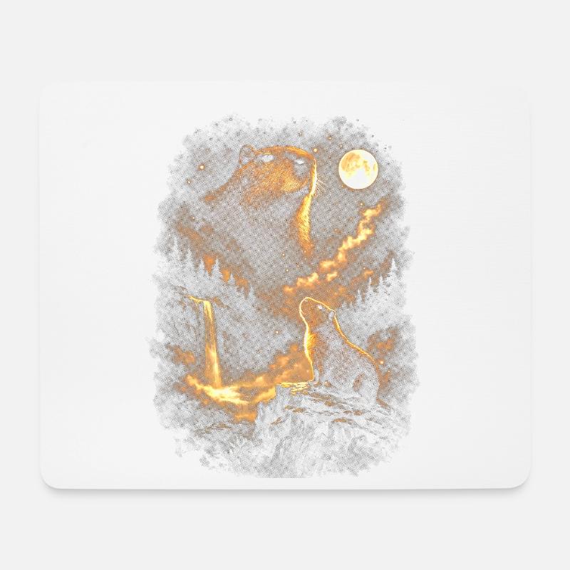 Moonlight beaver in cloud forest - Mouse Pad (horizontal) - white