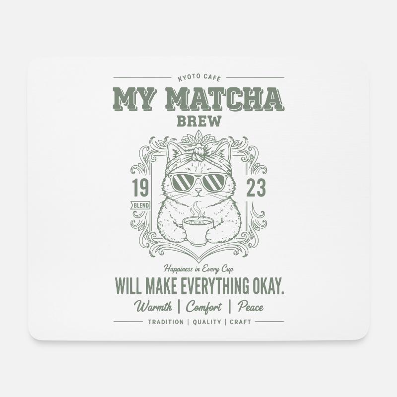 Mon amoureux du thé vert infusé au matcha - Tapis de souris (format paysage) - blanc