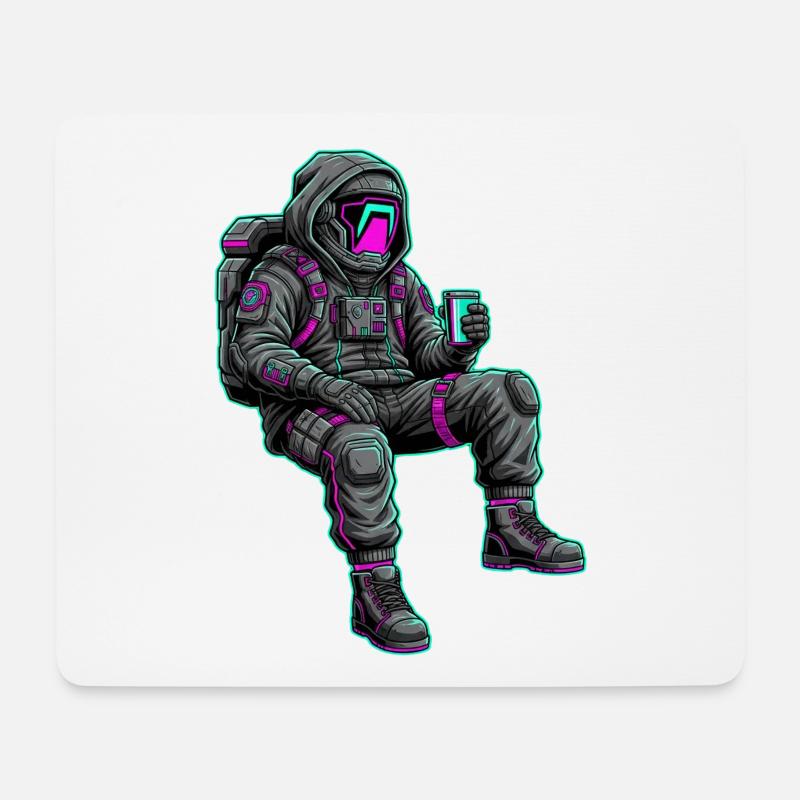 Nachtastronaut Neon-Power - Mousepad (Querformat) - Weiß