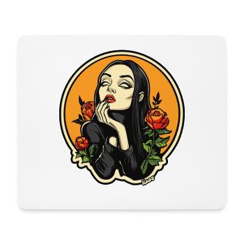 Gothic Frau mit Rosen auf Orange - Mousepad (Querformat) - Weiß - Vorne