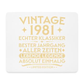Birthday 1981 Vintage Real Classic - Mouse Pad (horizontal) - white - Front