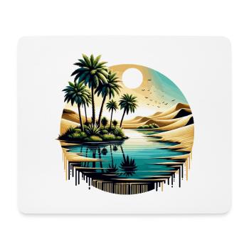 Wüstenpalme am Ozean-Kreis - Mousepad (Querformat) - Weiß - Vorne