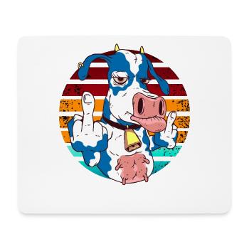 Kuh mit Mittelfinger im Regenbogen - Mousepad (Querformat) - Weiß - Vorne