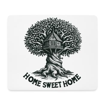 Baumhaus Holzschnitt Waldbild - Mousepad (Querformat) - Weiß - Vorne