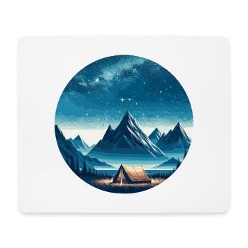 Night Mountains Tent Landscape - Mouse Pad (horizontal) - white - Front