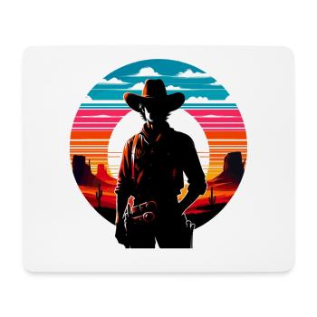 Wüsten-Cowboy Sonnenuntergang Silhouette - Mousepad (Querformat) - Weiß - Vorne