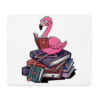 Bücherwurm Flamingo Vogel liest Bücher Kunst - Mousepad (Querformat) - Weiß - Vorne