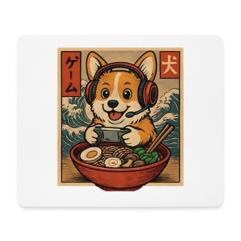 Ramen Corgi Gaming Anime Japanese Noodle Bowl - Mouse Pad (horizontal) - white - Front