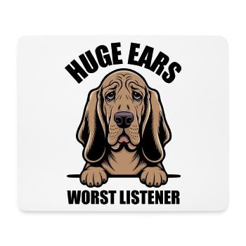 Bloodhound, Grandes Oreilles Pire Auditeur - Tapis de souris (format paysage) - blanc - Devant