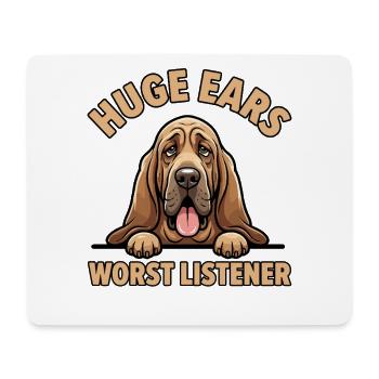 Bloodhound, Grandes Oreilles Pire Auditeur - Tapis de souris (format paysage) - blanc - Devant