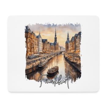 Aquarelle de Francfort, Francfort, Allemagne - Tapis de souris (format paysage) - blanc - Devant