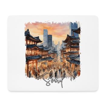 Seoul, Südkorea, Seoul Aquarell - Mousepad (Querformat) - Weiß - Vorne