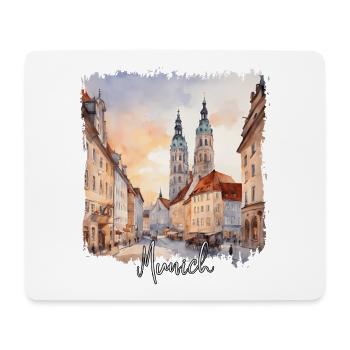 Munich Watercolor, Munich Germany - Mouse Pad (horizontal) - white - Front