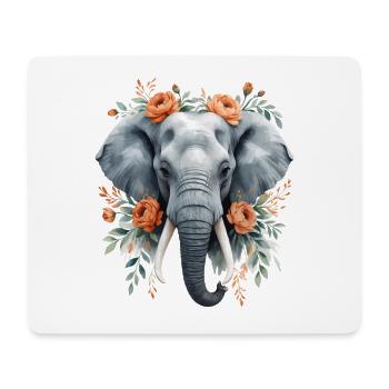 Éléphant avec une couronne de fleurs - Tapis de souris (format paysage) - blanc - Devant