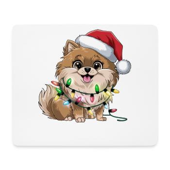 Chien de Noël avec des guirlandes lumineuses - Tapis de souris (format paysage) - blanc - Devant