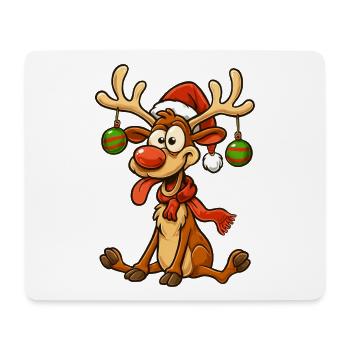 Lustiges Weihnachts Rentier - Frohe Weihnachten - Mousepad (Querformat) - Weiß - Vorne