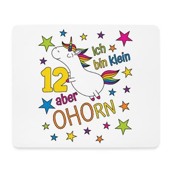 12 ans Fille Licorne Je suis petite Mais - Tapis de souris (format paysage) - blanc - Devant