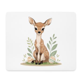Rehkitz im Frühling mit Blättern - Mousepad (Querformat) - Weiß - Vorne