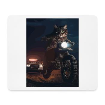Chat de nuit à moto - Tapis de souris (format paysage) - blanc - Devant