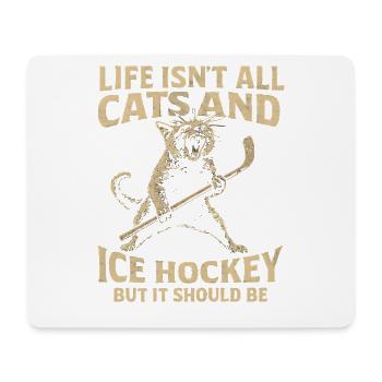 Hockey Katze Humor Eishockey Fan Geschenkidee - Mousepad (Querformat) - Weiß - Vorne