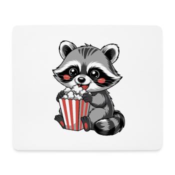 Pop-corn raton laveur câlin - Tapis de souris (format paysage) - blanc - Devant