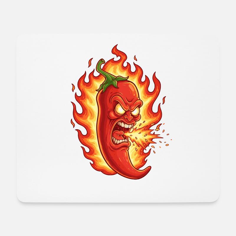Wütende Feuerchili - Mousepad (Querformat) - Weiß