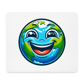 Fröhliche Erde Cartoon - Mousepad (Querformat) - Weiß - Vorne