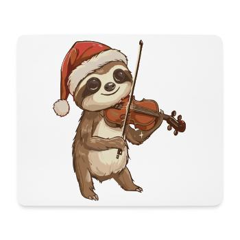 Christmas Sloth Animal Playing Violin Art - Mouse Pad (horizontal) - white - Front