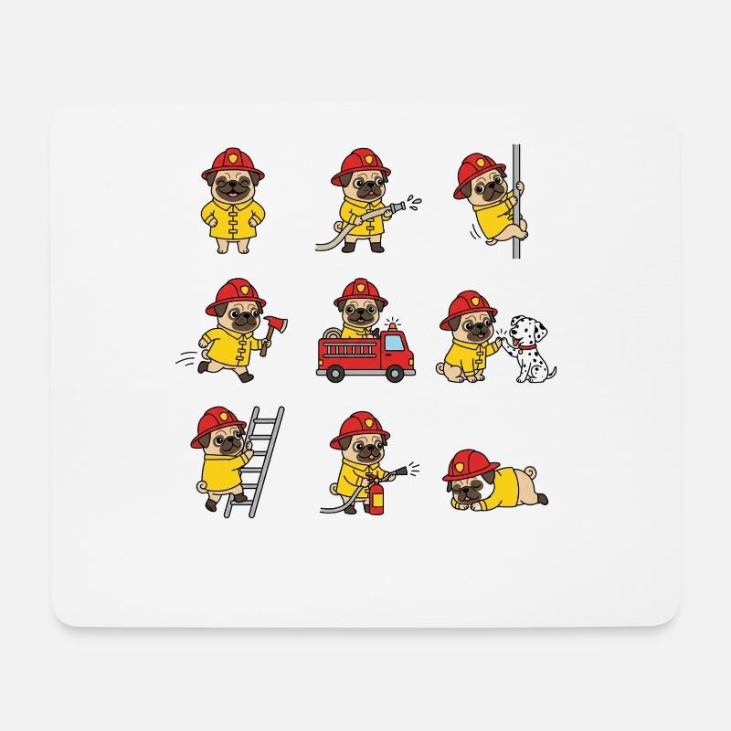 Feuerwehr Mops Cartoon Für Kinder Fans - Mousepad (Querformat) - Weiß