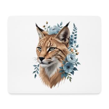 Wildcat in Floral Wreath Blue - Mouse Pad (horizontal) - white - Front