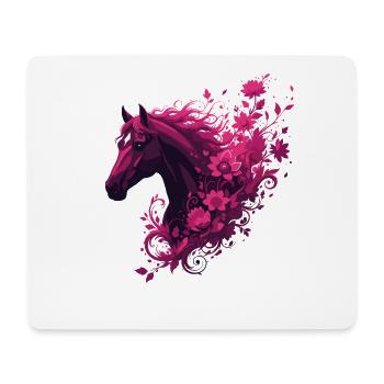 Magenta Horse with Flower Swirl - Mouse Pad (horizontal) - white - Front
