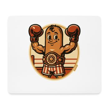 Boxende Boxer Wurst Figur mit Boxhandschuhen - Mousepad (Querformat) - Weiß - Vorne